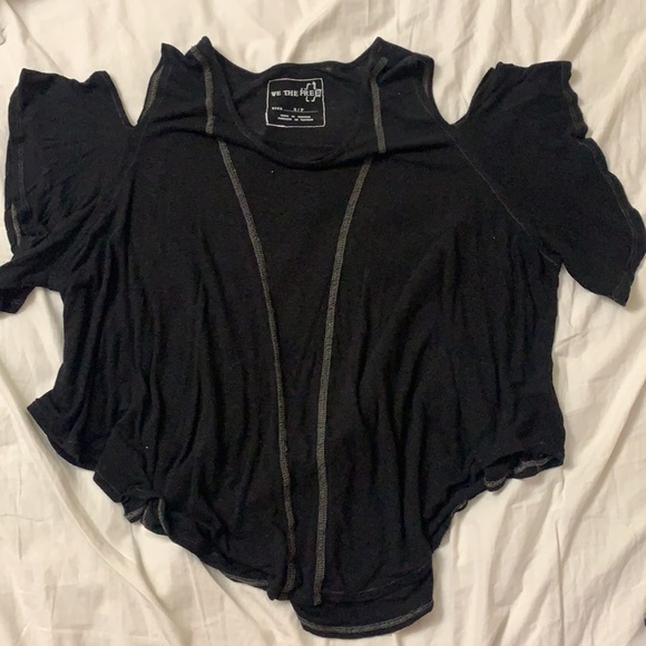 Free People - BLACK Cold Shoulder Top - Picture 3 of 3